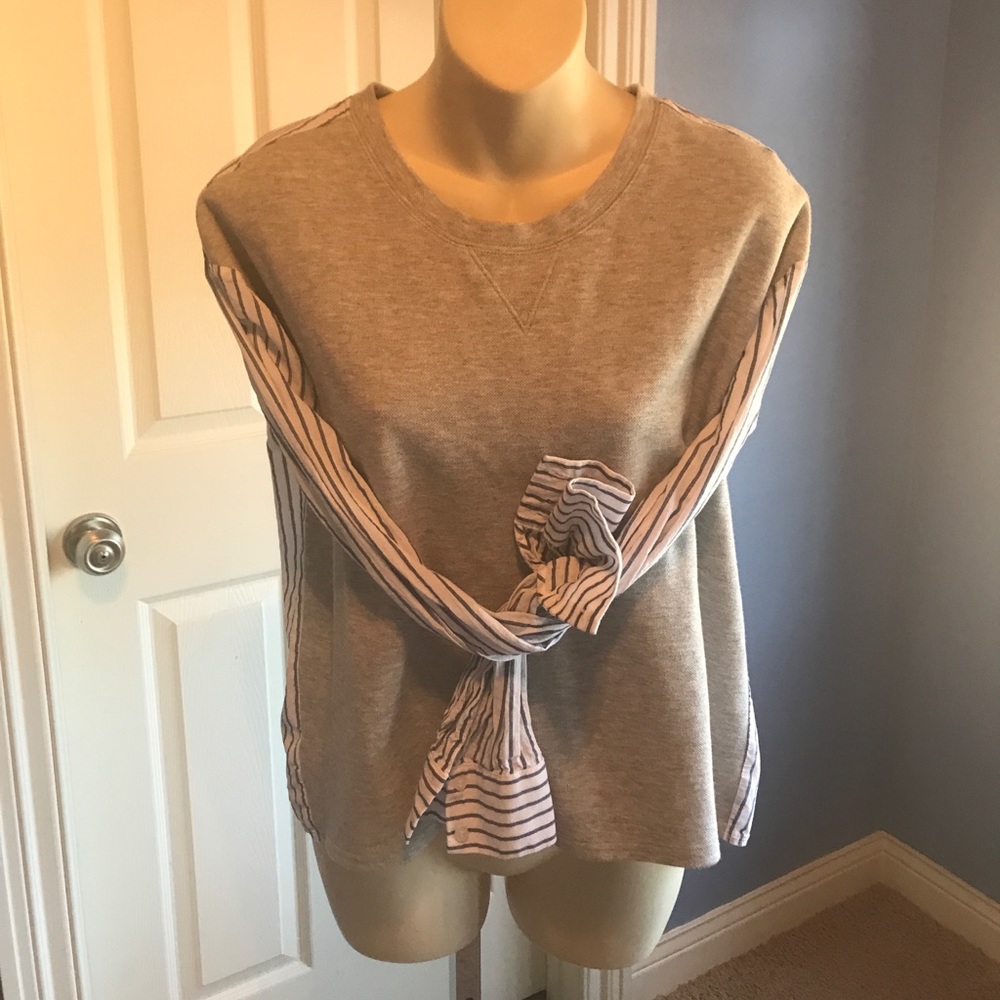 LOFT Mixed Media Sweatshirt Shirt Small